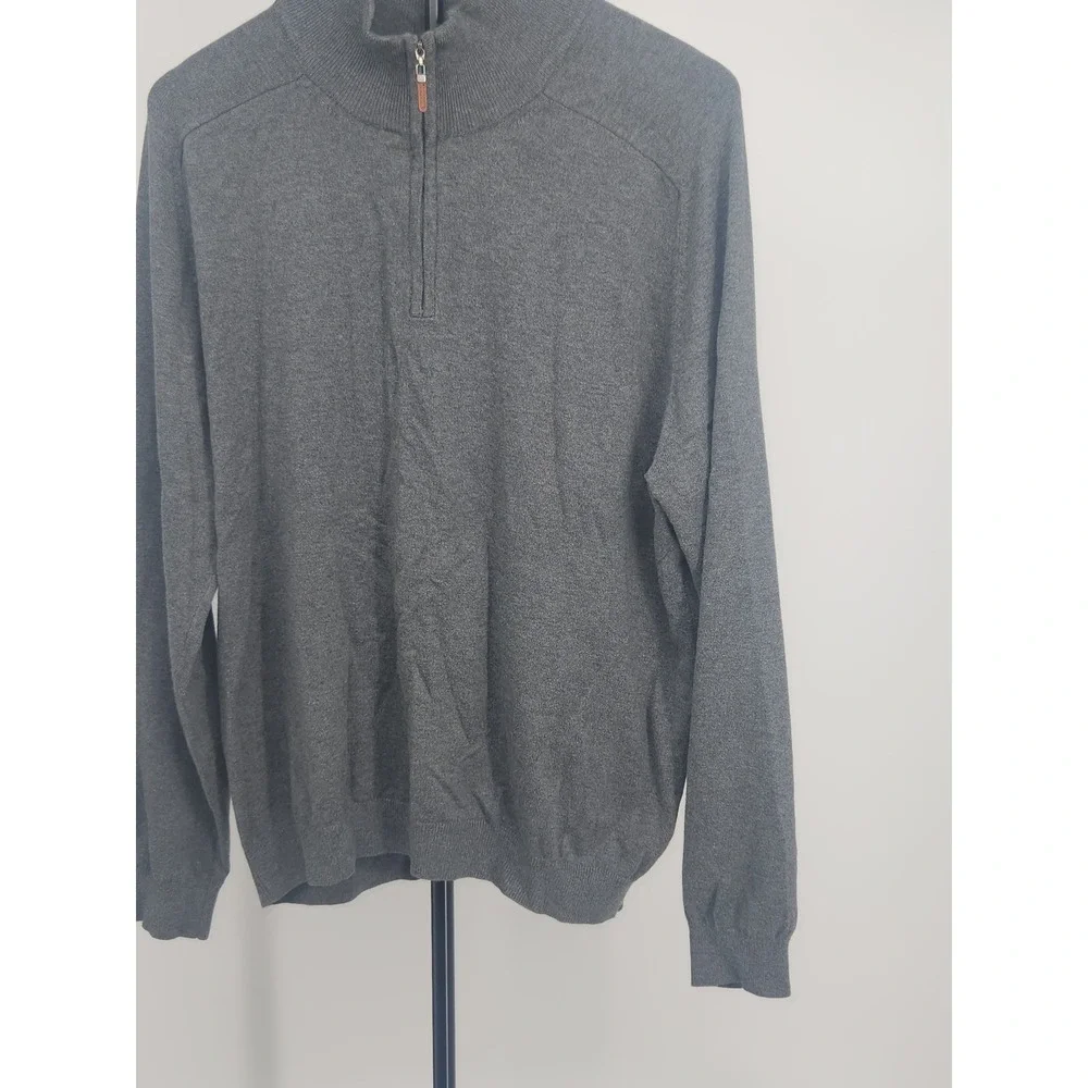 Eddie Bauer Mens Gray Supima Pima Cotton Quarter Zip Pullover Sweater Size M